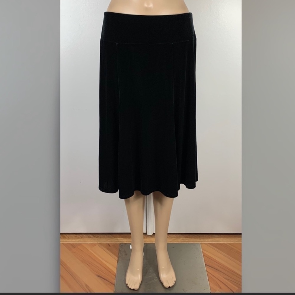 Susan Graver Size XS Black Velvet Midi Skirt